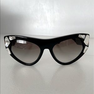 Prada Voice Black Crystal Embellished Sunglasses.